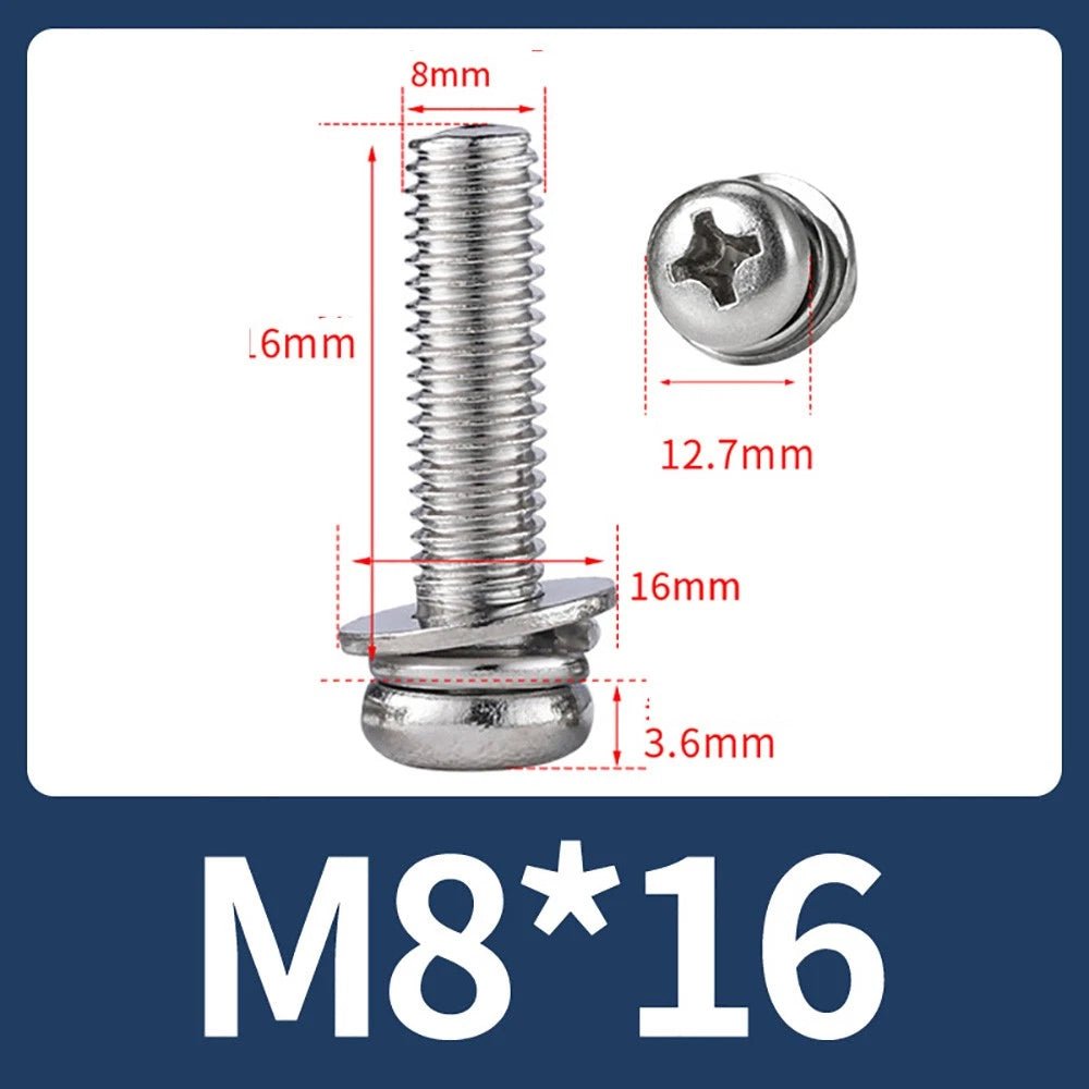 M2–M10 Phillips Button Head Machine Screws — 304 Stainless Steel - HomeDIYer
