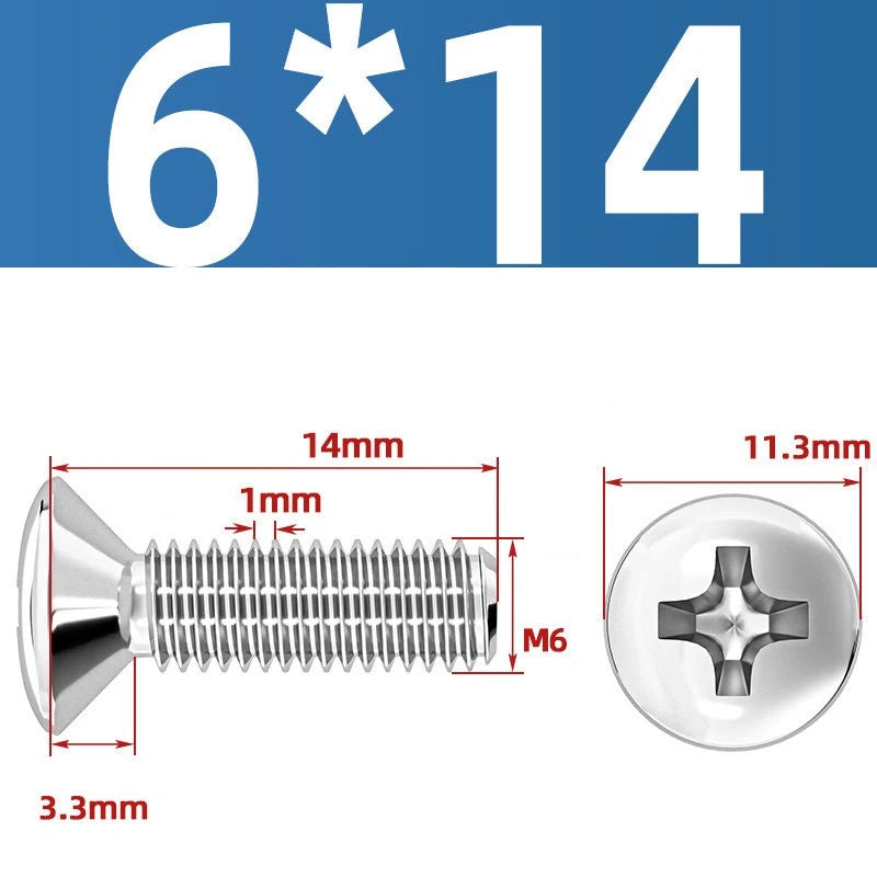 Phillips Oval Head Machine Screws Stainless Steel — M1.6 to M10, All Sizes