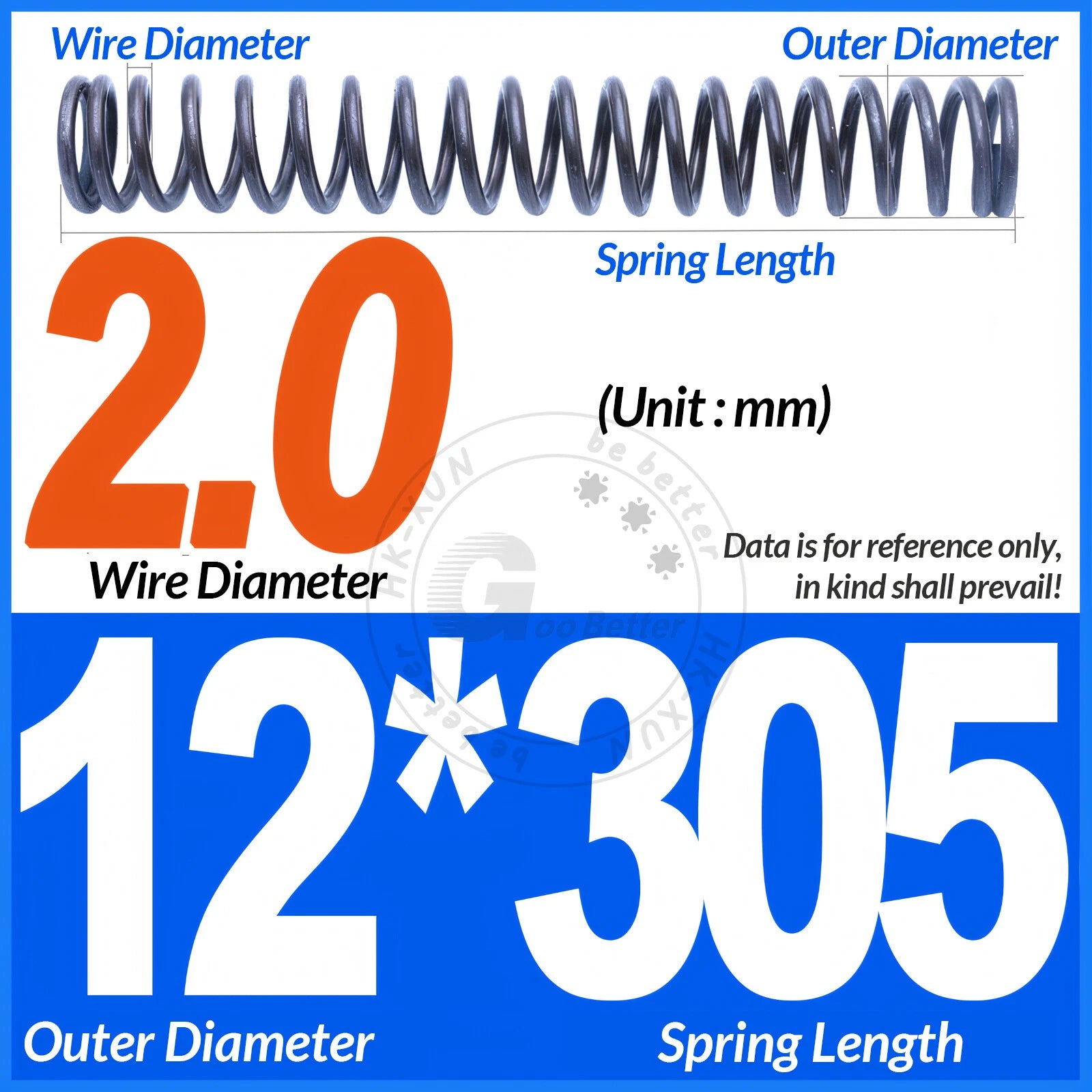 Length 305mm Compression Spring Pressure Springs OD 3-60mm Wire Dia 0.3mm-6.0mm