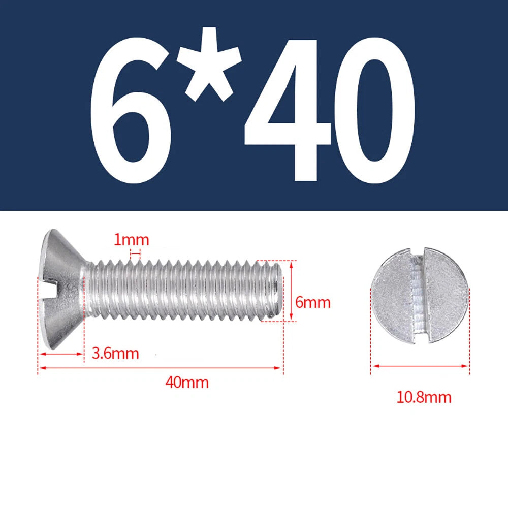M1.6–M8 A2 Stainless Steel Flat Head Slotted Machine Screws | Countersunk Bolts