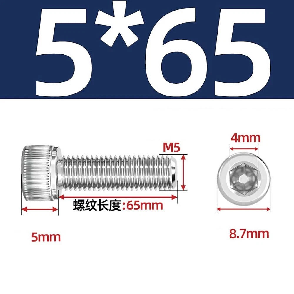 M3 M4 M5 Socket Head Cap Screws – A2 Stainless Steel, High Strength & Corrosion Resistant