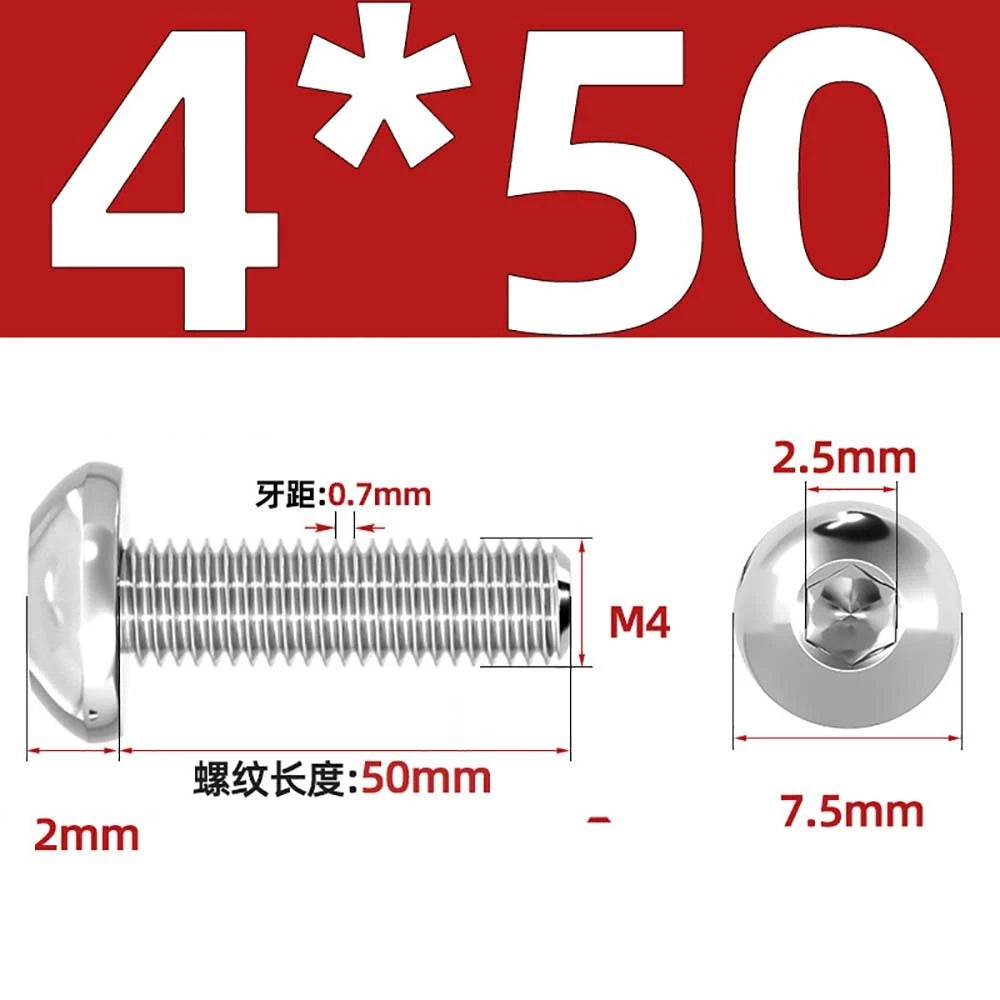M1.6–M5 A2 Stainless Steel Button Head Socket Cap Screws – Round Pan Head, Hex Drive, Fully Threaded
