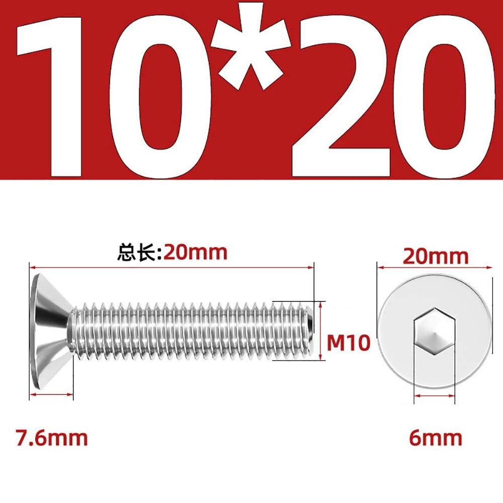 Countersunk Hex Socket Screws – A2 Stainless Steel, M2 to M16, DIN 7991, Fully Threaded