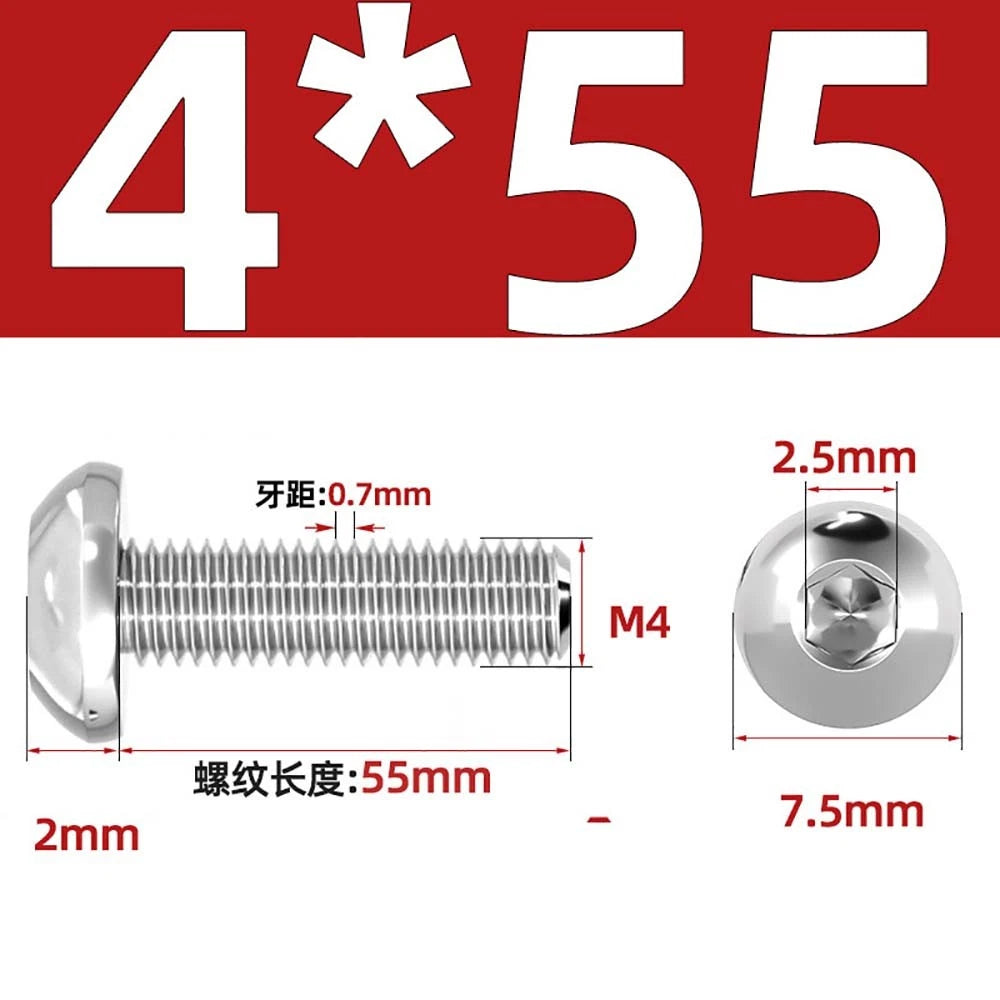 M1.6–M5 A2 Stainless Steel Button Head Socket Cap Screws – Round Pan Head, Hex Drive, Fully Threaded