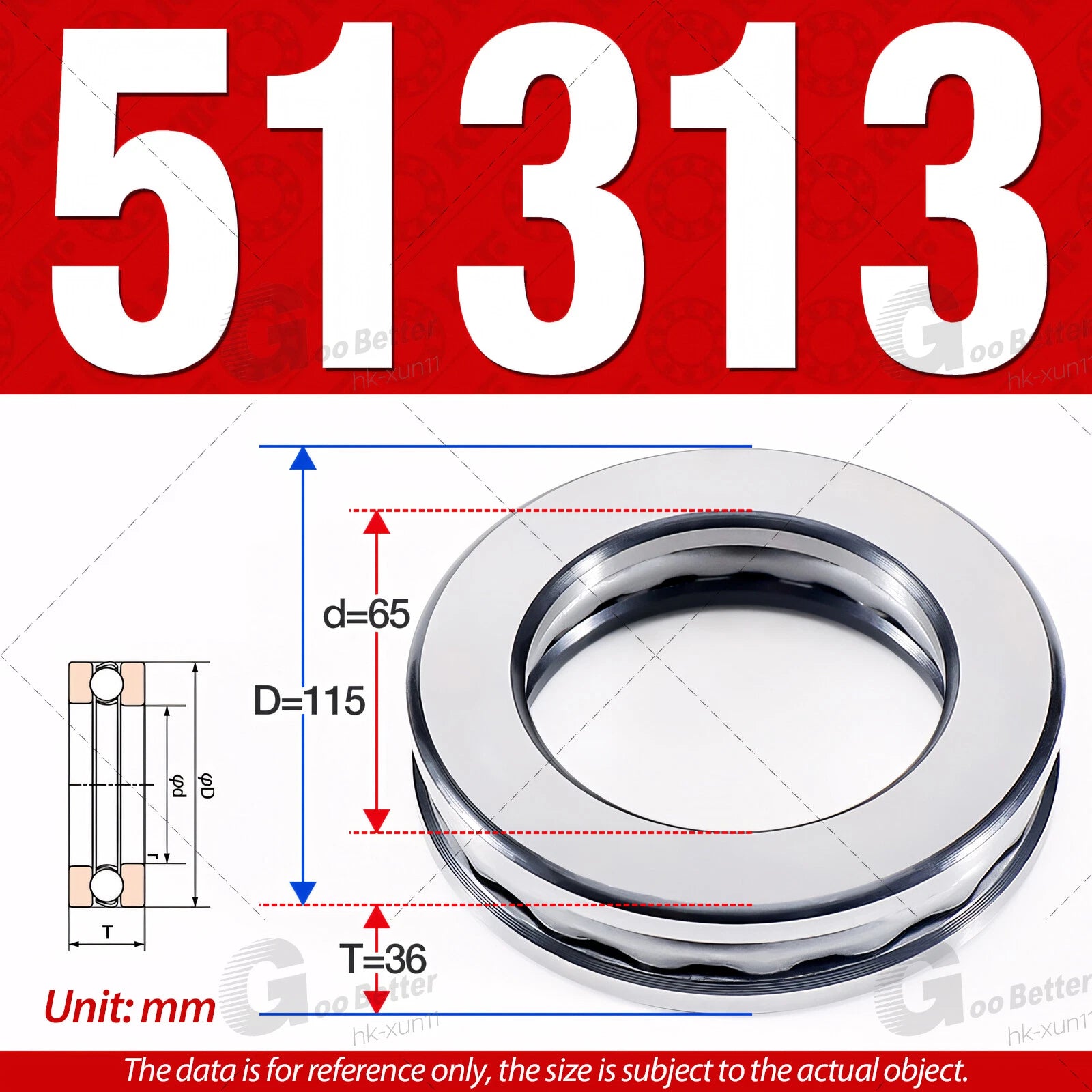 Plane Axial Ball Bearing Thrust Bearings F2-6M - F13-22M- 51100 - 51413 Series