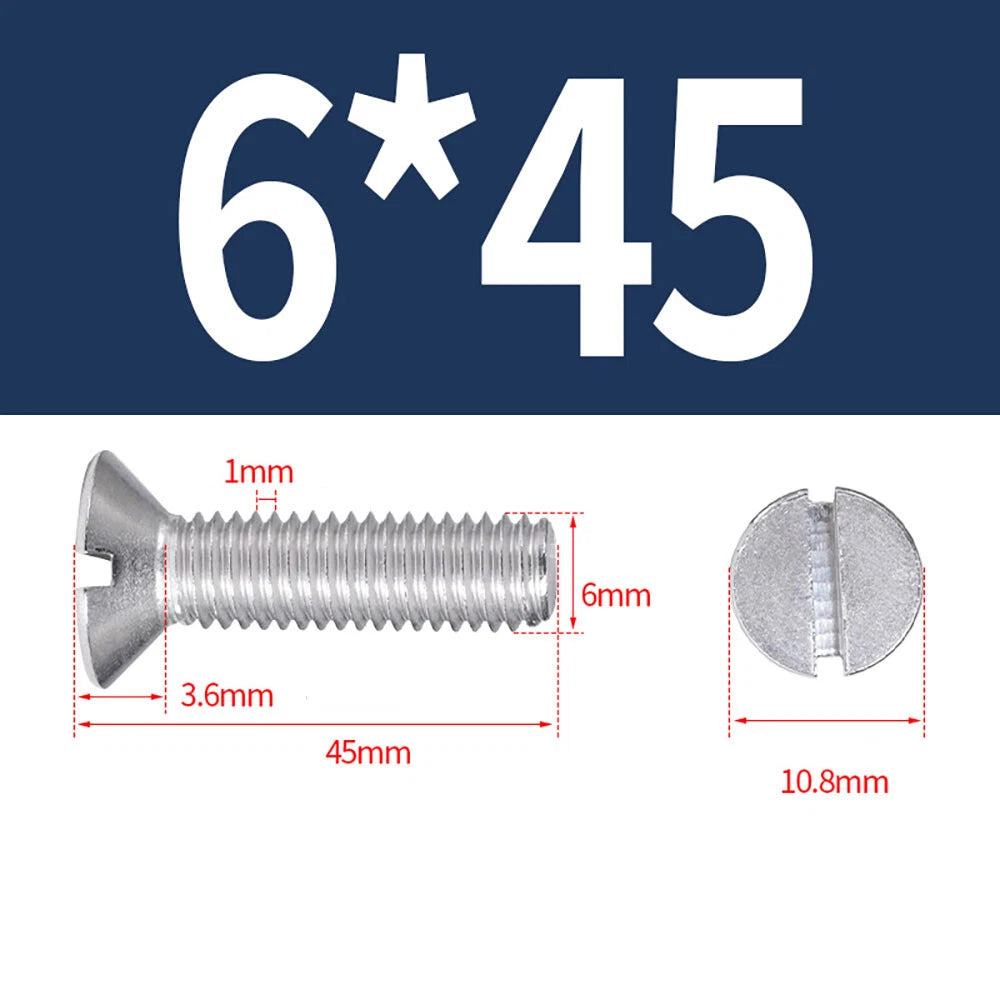 M1.6–M8 A2 Stainless Steel Flat Head Slotted Machine Screws | Countersunk Bolts