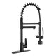 Kitchen Sink Faucet with LED Pull Down Sprayer, Commercial Single Handle High Arc Kitchen Faucet, Spring Sink Faucets with Deck Plate, Dual Spouts, Stainless Steel
