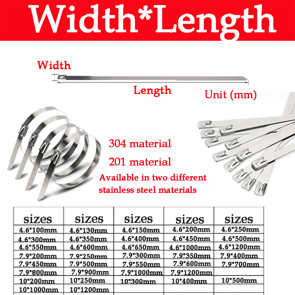 100 PCS Metal Cable Zip Ties Stainless Steel Heavy Duty Self - Locking Cable Ties - HomeDIYer