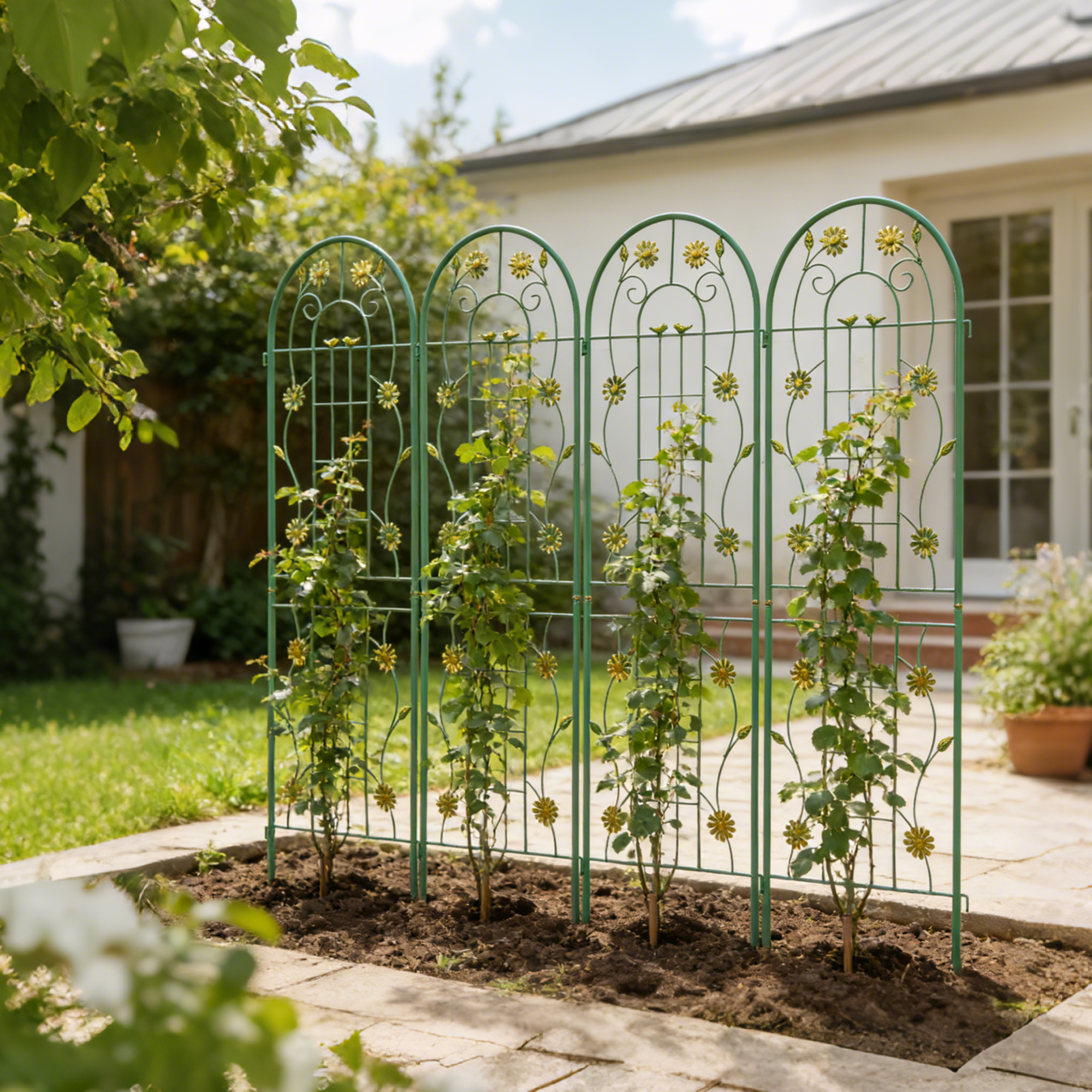 2 Pack Metal Garden Trellis 71" x 19.7" Rustproof Trellis for Climbing Plants Outdoor Flower Support Green