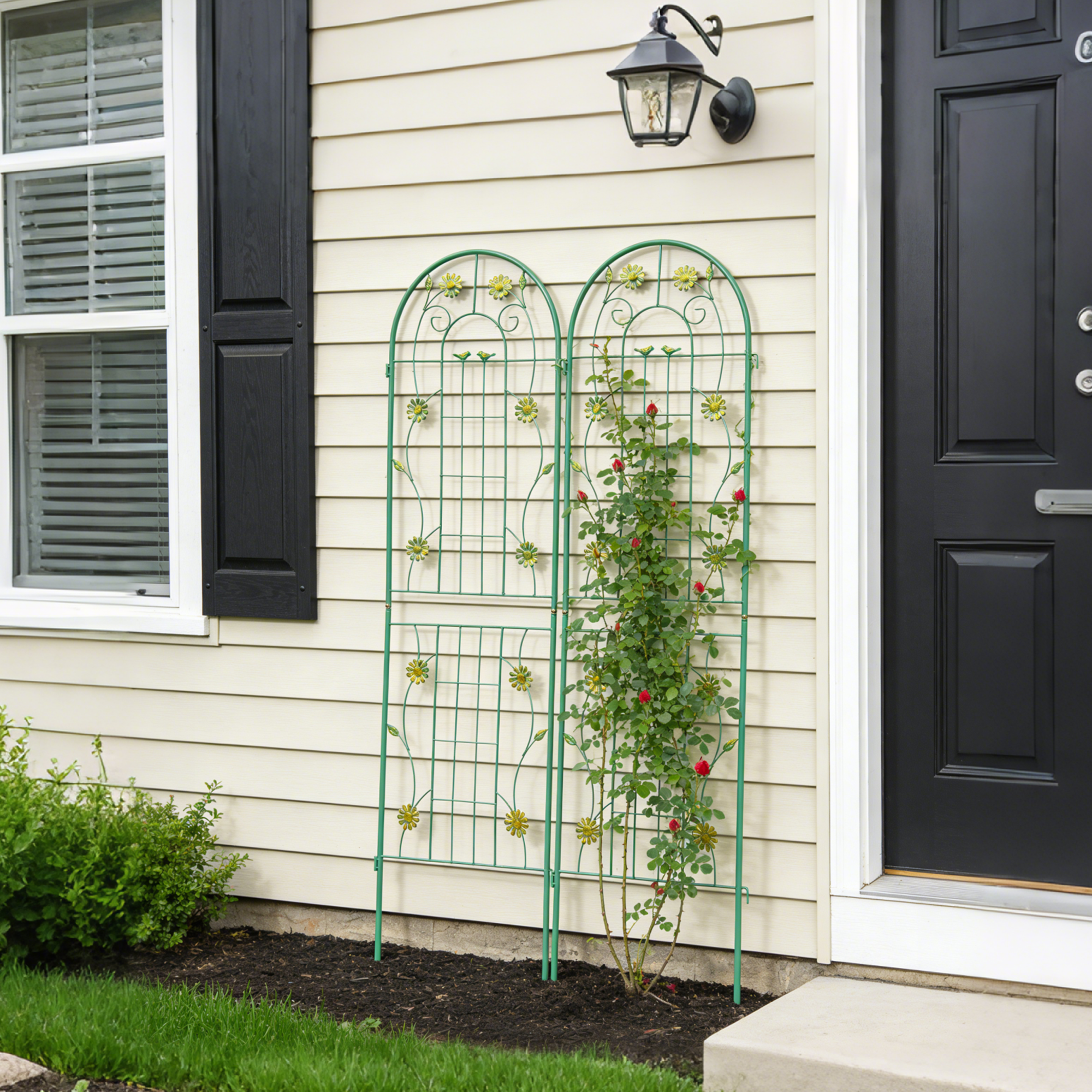 2 Pack Metal Garden Trellis 71" x 19.7" Rustproof Trellis for Climbing Plants Outdoor Flower Support Green
