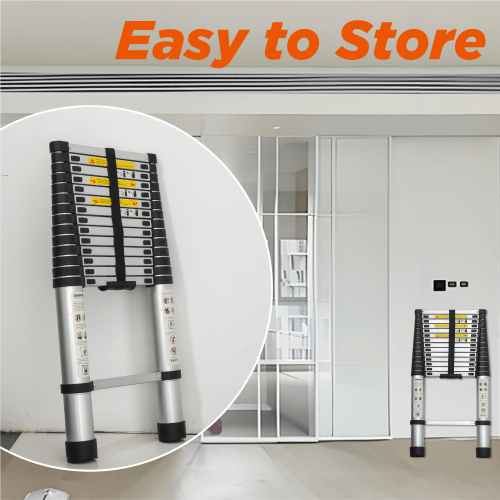 Telescoping Ladder 14.5FT, Telescopic Extension Ladder, Aluminum Alloy Folding Ladder Portable Multi - Purpose for Indoor Outdoor Work, Heavy Duty 300 lbs Load - HomeDIYer