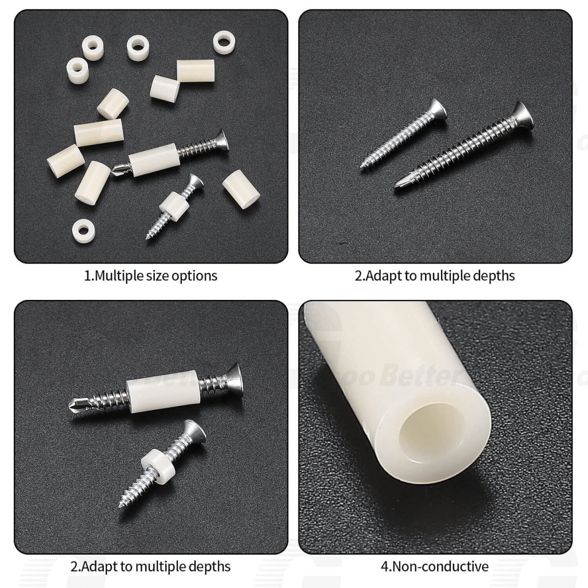 320PCS White ABS Plastic Spacers M3/M4 Round Spacer Sleeves Set - HomeDIYer