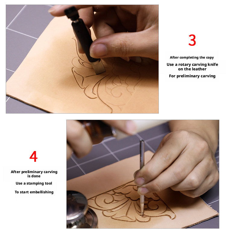 Leather Carving Tool Set – 20 Stamps + Swivel Knife + Hammer + Sponge & Transfer Paper