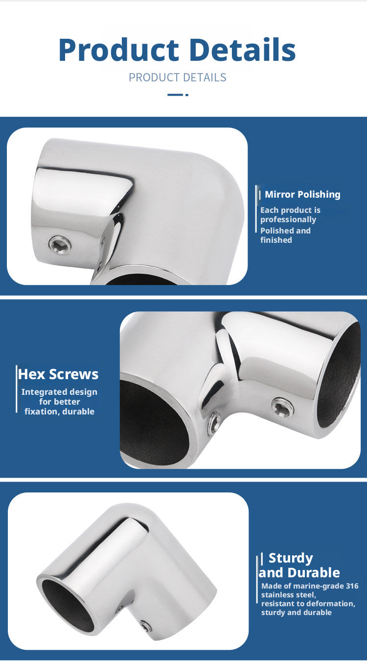 316 Stainless Steel 90° Elbow – Mirror Polished Marine Pipe Fitting for Yacht Plumbing, 22-32mm