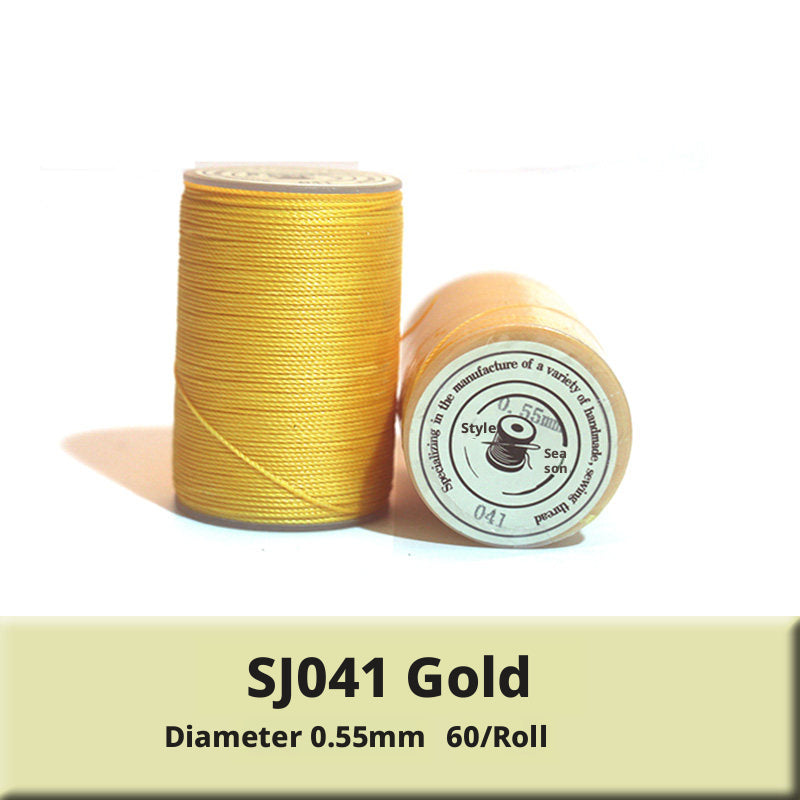 0.55mm Round Waxed Polyester Thread – 63 Colors, 60m Roll for Hand Sewing Leather, Bags, Belts