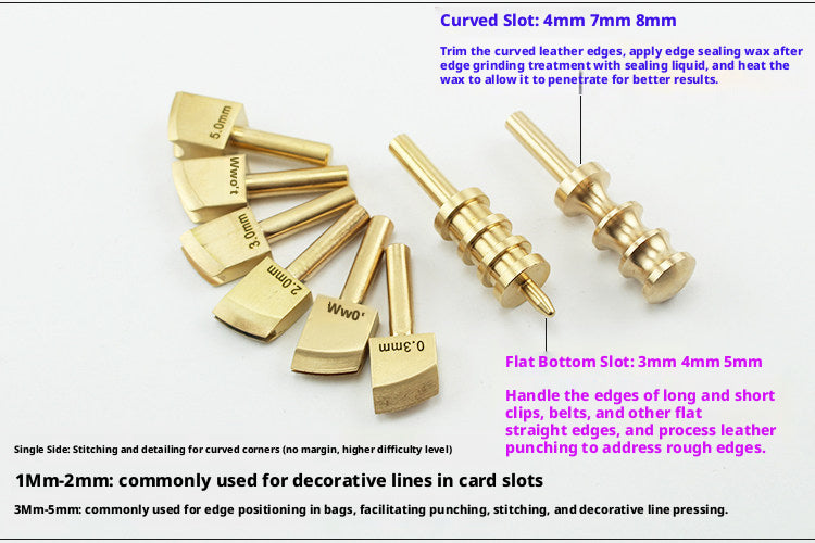 Adjustable Temperature Leather Edging Iron – Brass Tips for Edge Wax & Creasing (8 Heads Set)
