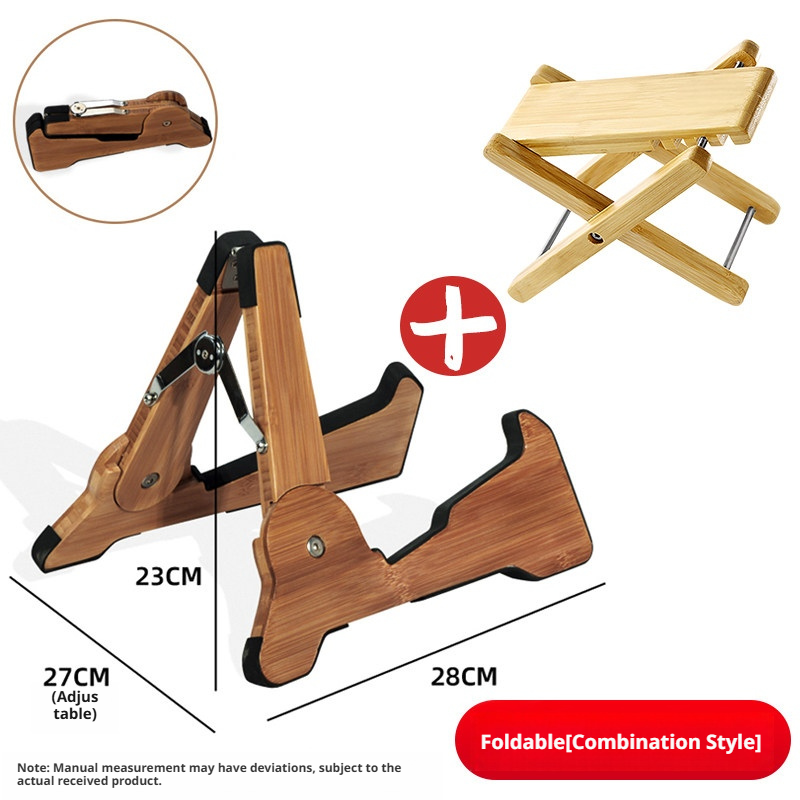 Solid Wood Foldable Guitar Stand – Bamboo A‑Frame for Guitar, Violin, Ukulele (with Footrest & Double Stand Options)