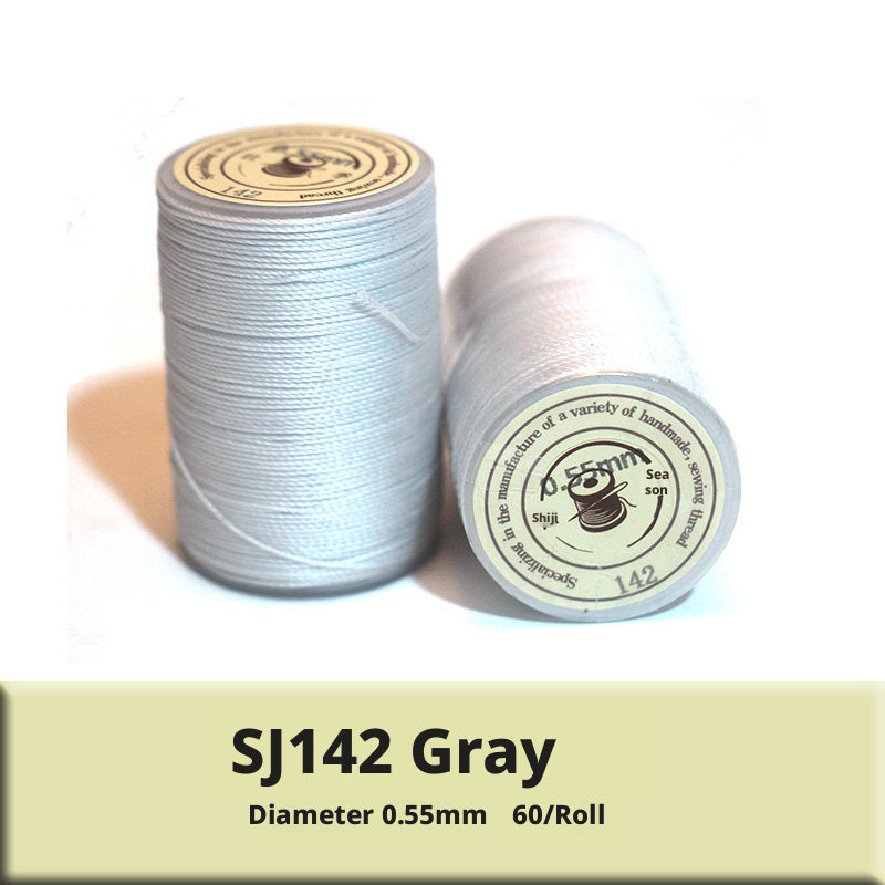 0.55mm Round Waxed Polyester Thread – 63 Colors, 60m Roll for Hand Sewing Leather, Bags, Belts
