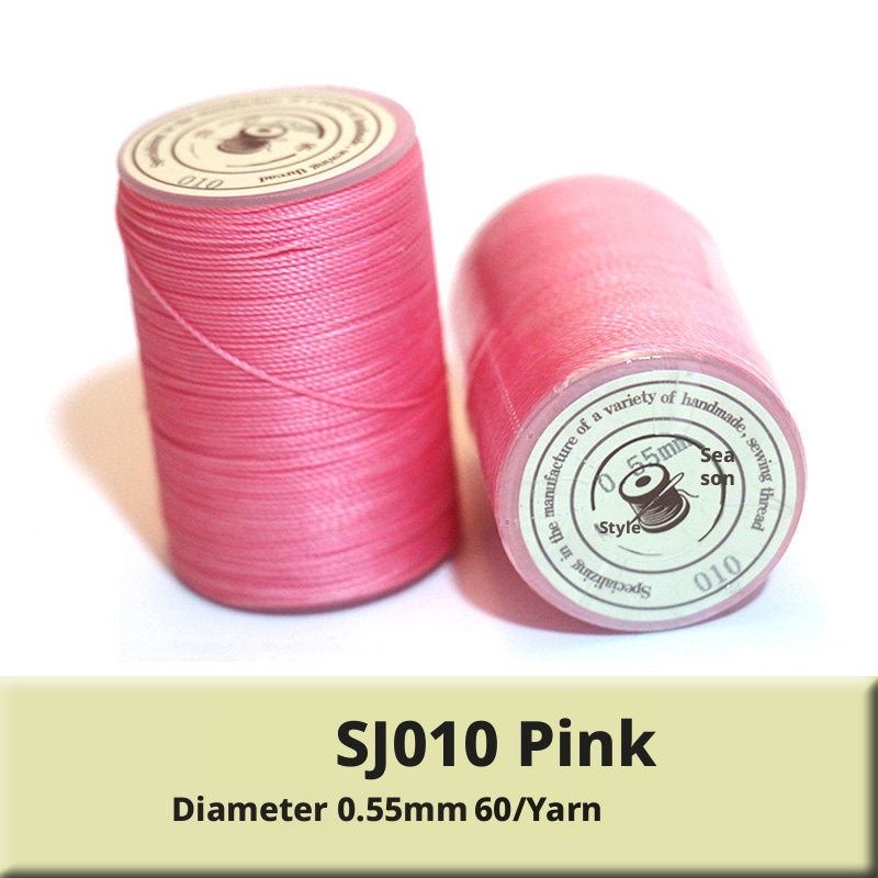 0.55mm Round Waxed Polyester Thread – 63 Colors, 60m Roll for Hand Sewing Leather, Bags, Belts