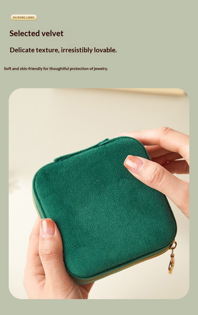 Light Luxury Velvet Jewelry Box – Portable, 3 Colors, with Stud Panel Option - HomeDIYer