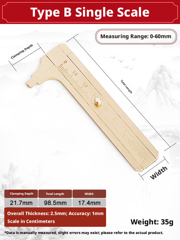 Solid Brass Mini Caliper Set – 0.1mm Accuracy, Jewelry & DIY Measurement