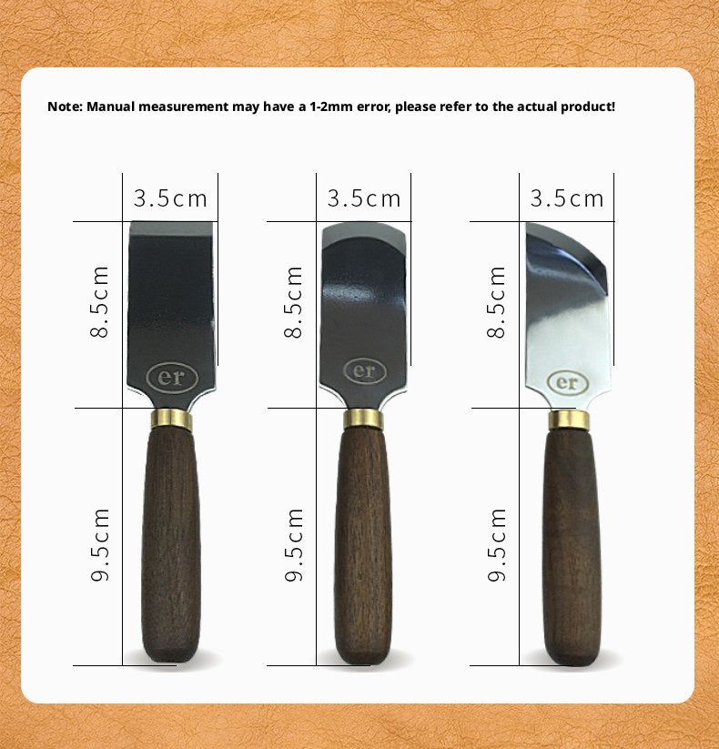 Leather Cutting & Skiving Knife Set – Flat / Bevel / Round Mouth, Beech Wood Handle, Stainless Steel Blade