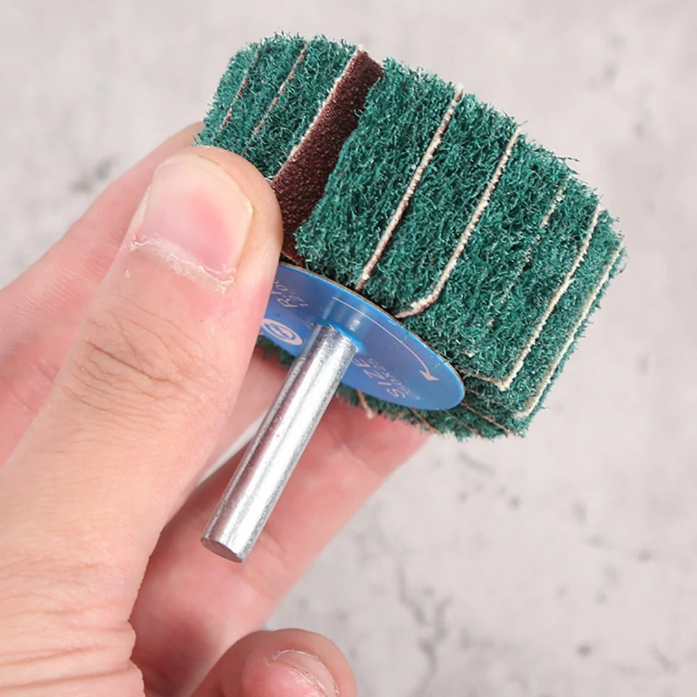 6mm (1/4'') Shank Non - woven Abrasive Buffing Wheel - High Performance Polishing Wheel For Metal, Wood, Plastic - Power Drill - HomeDIYer