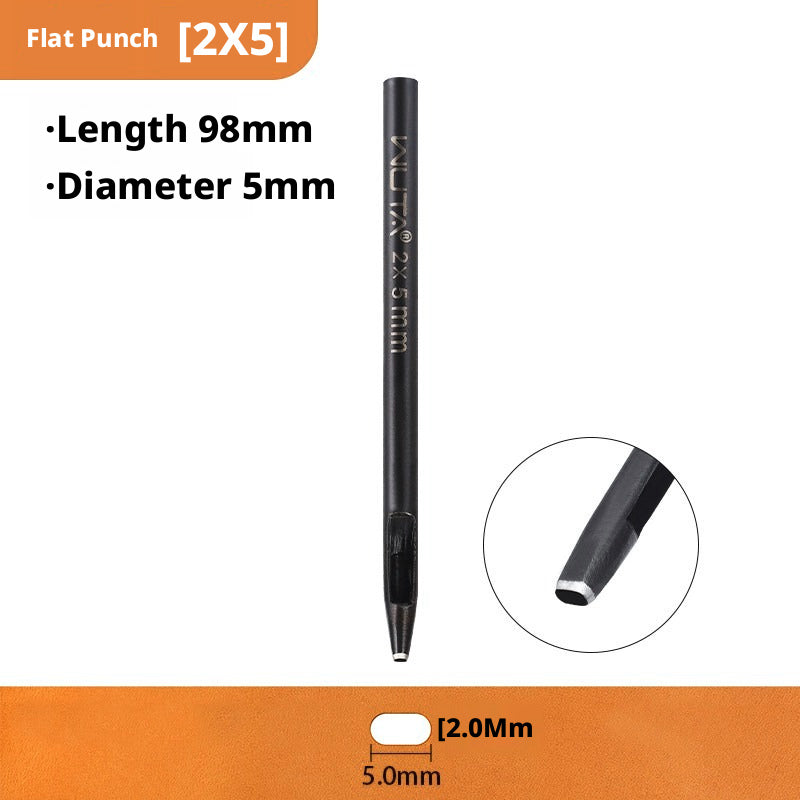 Black Flat Punch Set – Rectangular Hole Punches for Belts, Straps & Leathercraft (2‑5mm × 3‑25mm)