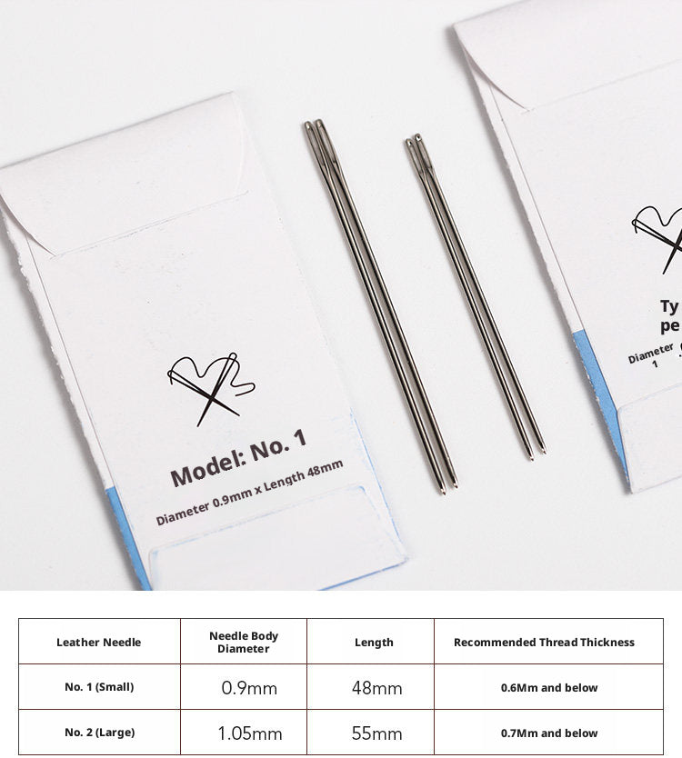 Round Head Hand Sewing Leather Needles – Straight, Curved & Self‑Threading, No.1/No.2, with Decorative Holders