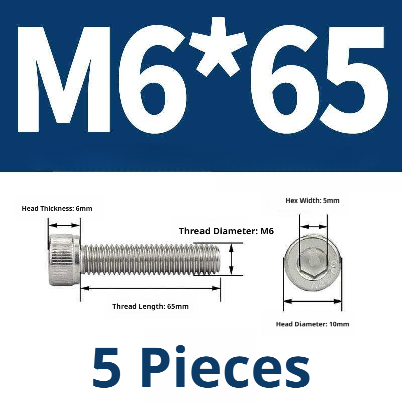 316 Stainless Steel Socket Head Cap Screws – Hex Allen Bolt, M2–M20, GB/T Standard, 4.8 Grade