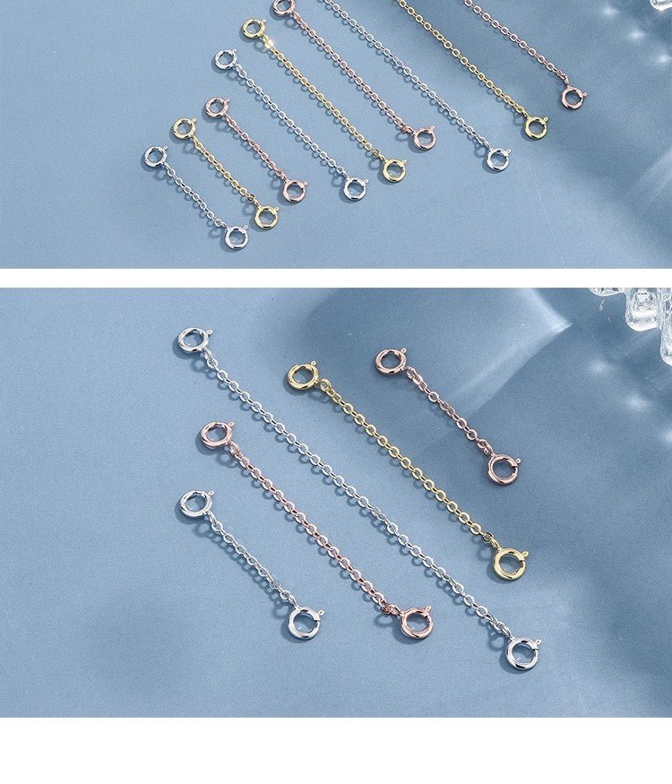 S925 Sterling Silver Extension Chain – 3 - 15cm, Double Safety Clasp - HomeDIYer