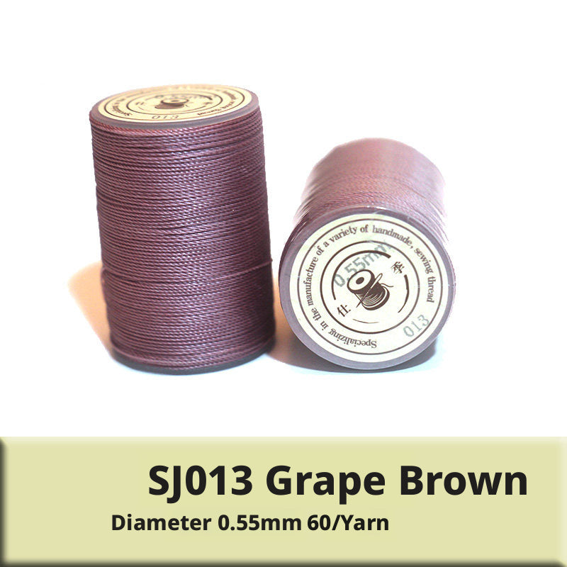 0.55mm Round Waxed Polyester Thread – 63 Colors, 60m Roll for Hand Sewing Leather, Bags, Belts