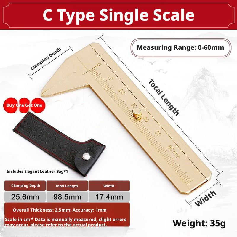 Solid Brass Mini Caliper Set – 0.1mm Accuracy, Jewelry & DIY Measurement
