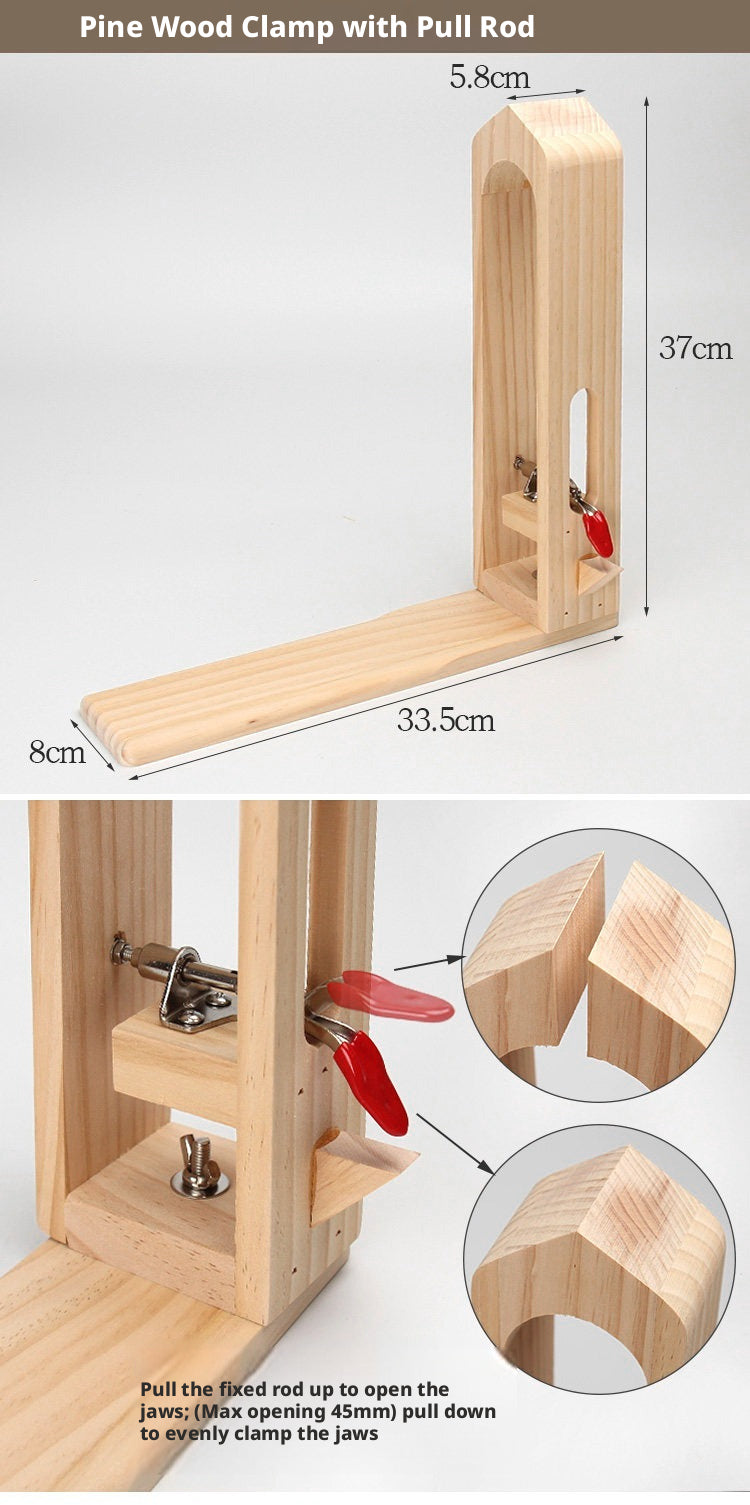 Hand‑Stitched Wood Clamp – 8 Styles for Leather Sewing (Beech/Pine, Lychee or Leather Veneer)