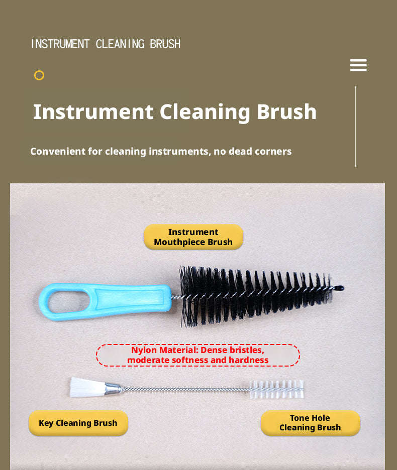 Woodwind Instrument Cleaning Brush Set – Tone Hole/Key & Mouthpiece Brushes for Flute, Clarinet, Saxophone