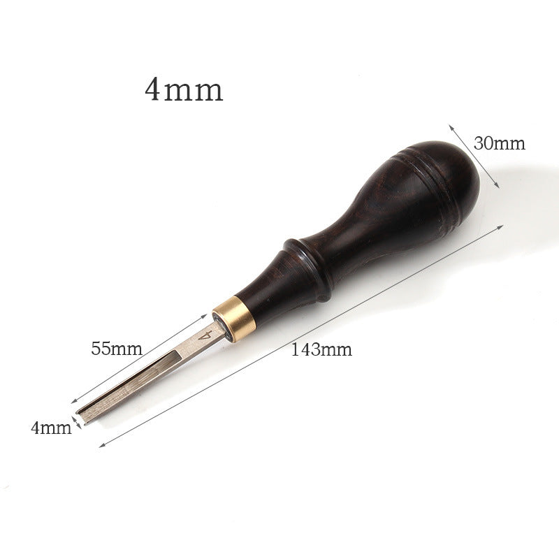 Leather Roughing Scraper Tool – Purple Sandalwood Handle Stainless Steel Blade, Curved & Flat
