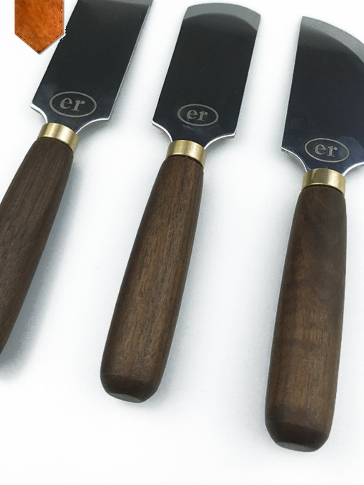 Leather Cutting & Skiving Knife Set – Flat / Bevel / Round Mouth, Beech Wood Handle, Stainless Steel Blade