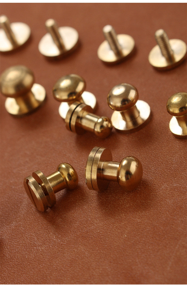 Brass Monk Head Hardware – 5-10mm Solid Brass Leather Screws for Bags & Accessories (20 Pack)