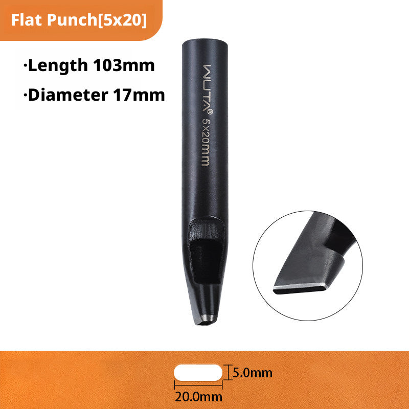 Black Flat Punch Set – Rectangular Hole Punches for Belts, Straps & Leathercraft (2‑5mm × 3‑25mm)