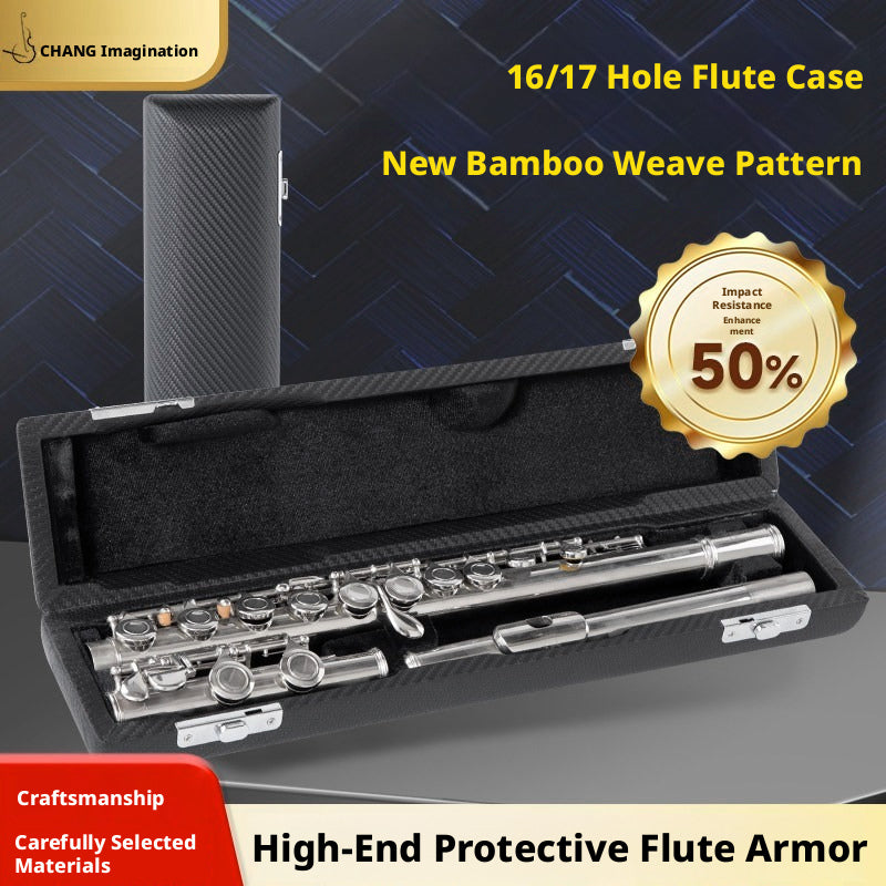 CHANG Flute Case – 16/17 Hole, Piccolo, Head Joint, Leather/Oxford, Backpack Style (Bamboo Weave)