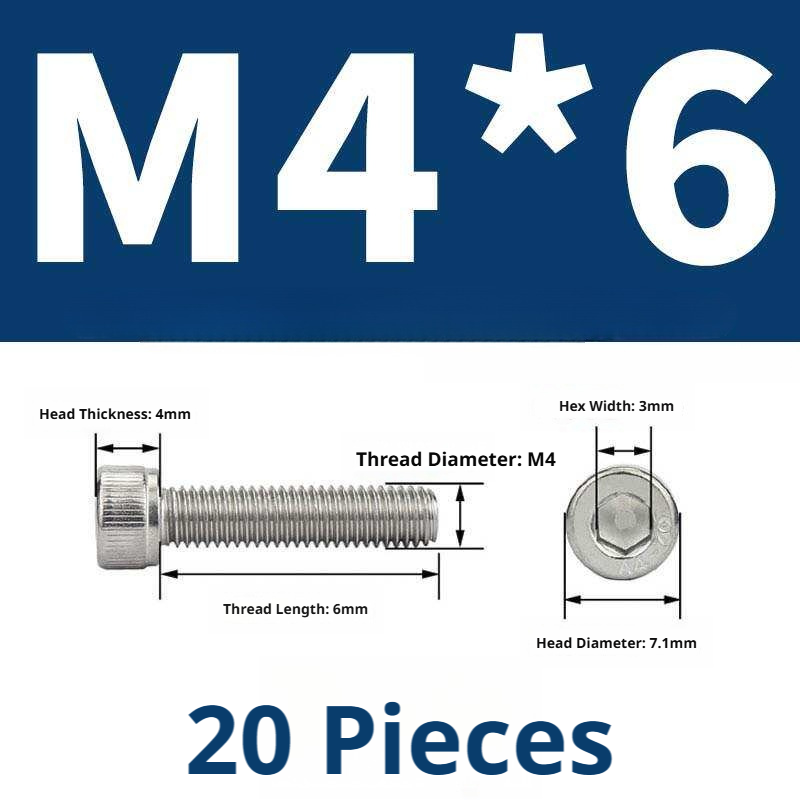 316 Stainless Steel Socket Head Cap Screws – Hex Allen Bolt, M2–M20, GB/T Standard, 4.8 Grade