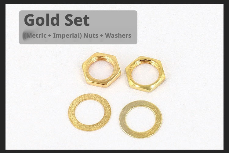 Electric Guitar Jack Nut & Washer Set – 6.35mm Output Socket Hardware (Metric + Imperial) – Silver/Black/Gold