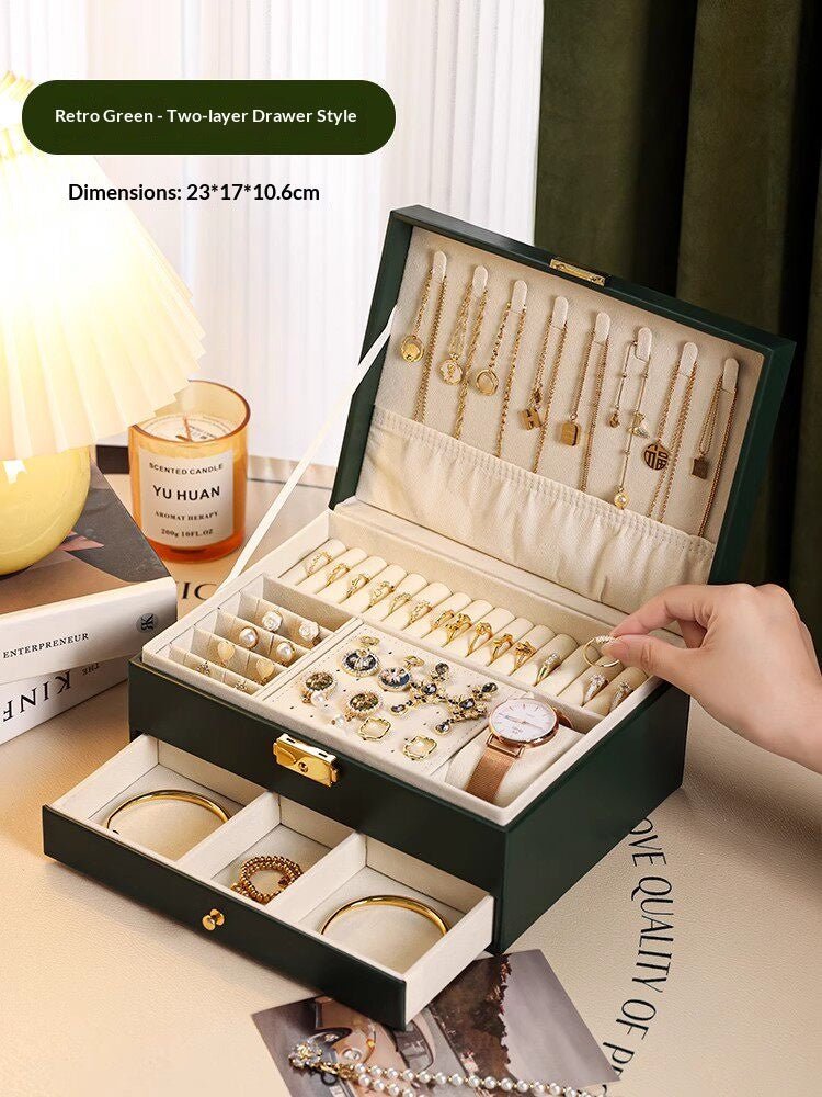Medieval - Style Large Capacity Jewelry Box – 3 Layers, Lock, Watch Pillow - HomeDIYer