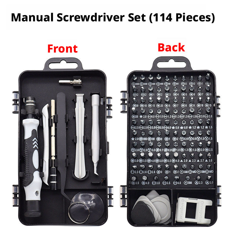 114/115-in-1 Precision Screwdriver Set with 98 Bits — Phone, Laptop & Electronics Repair Kit