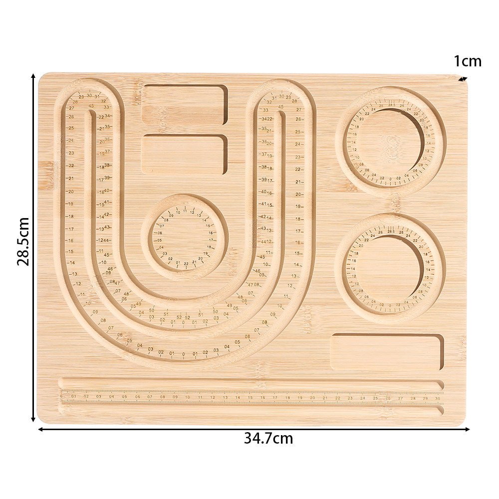 Bead Design Board Set – 13 - 20cm Bracelet Sizer, Necklace Layout Plate, Wooden & Acrylic Trays with Beading Needles, Rope Braider & Storage Bags - HomeDIYer