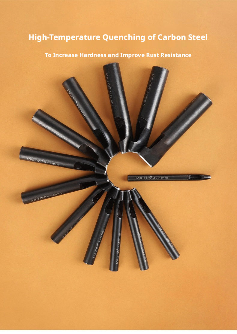 Black Flat Punch Set – Rectangular Hole Punches for Belts, Straps & Leathercraft (2‑5mm × 3‑25mm)