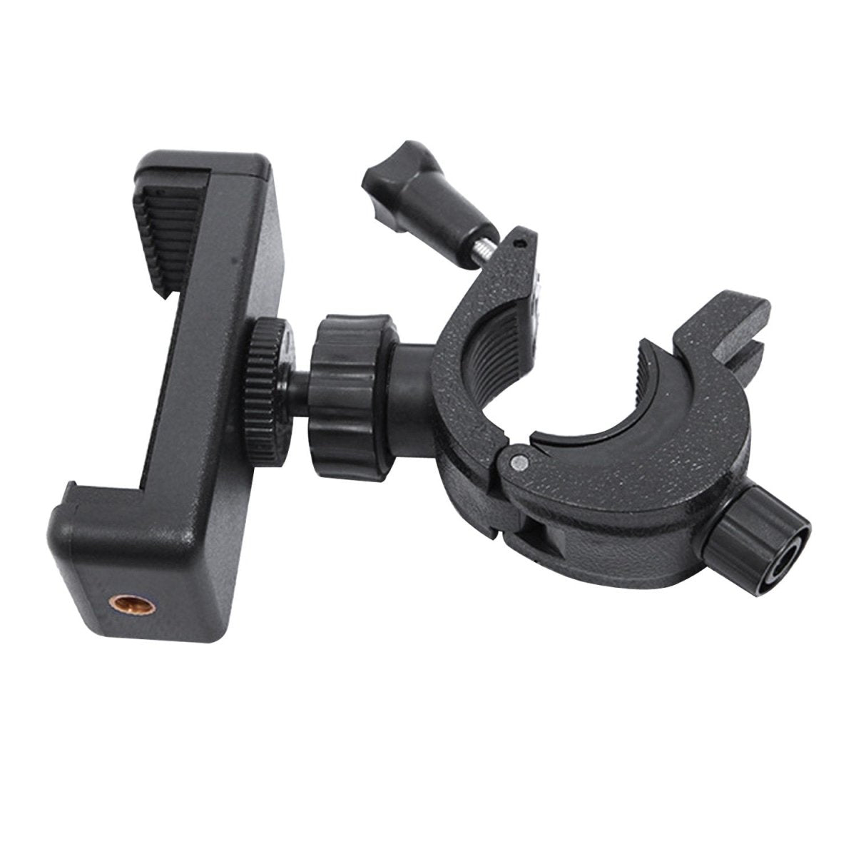 Bike Handlebar Clamp Mount with 1/4" Ball Head — 360° Rotating, Fits 15–30mm Tubes - HomeDIYer