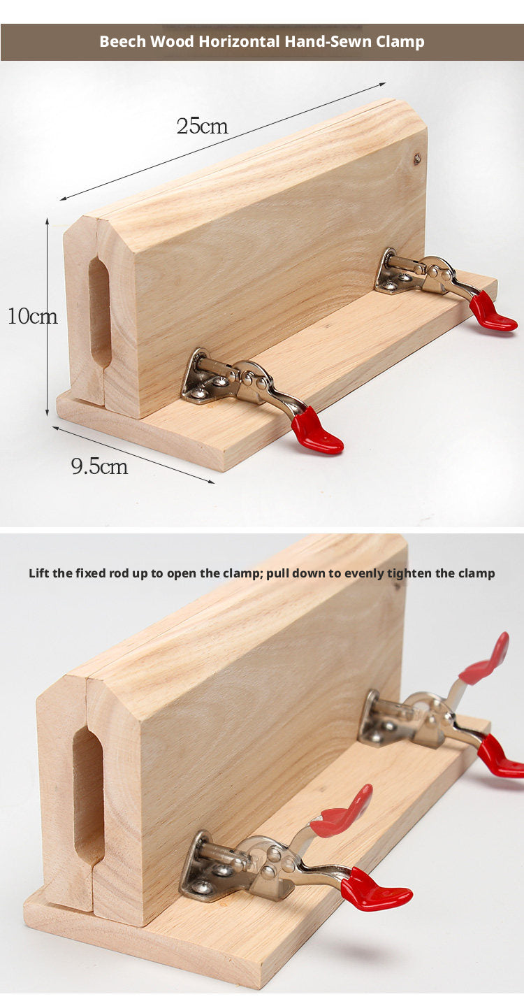 Hand‑Stitched Wood Clamp – 8 Styles for Leather Sewing (Beech/Pine, Lychee or Leather Veneer)