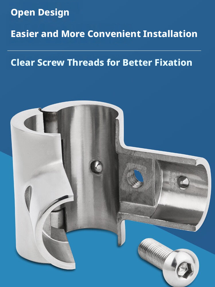 316 Stainless Steel Open Tee Pipe Fitting for Boats – Detachable 90° Marine Handrail Connector, 22.5mm & 25.5mm