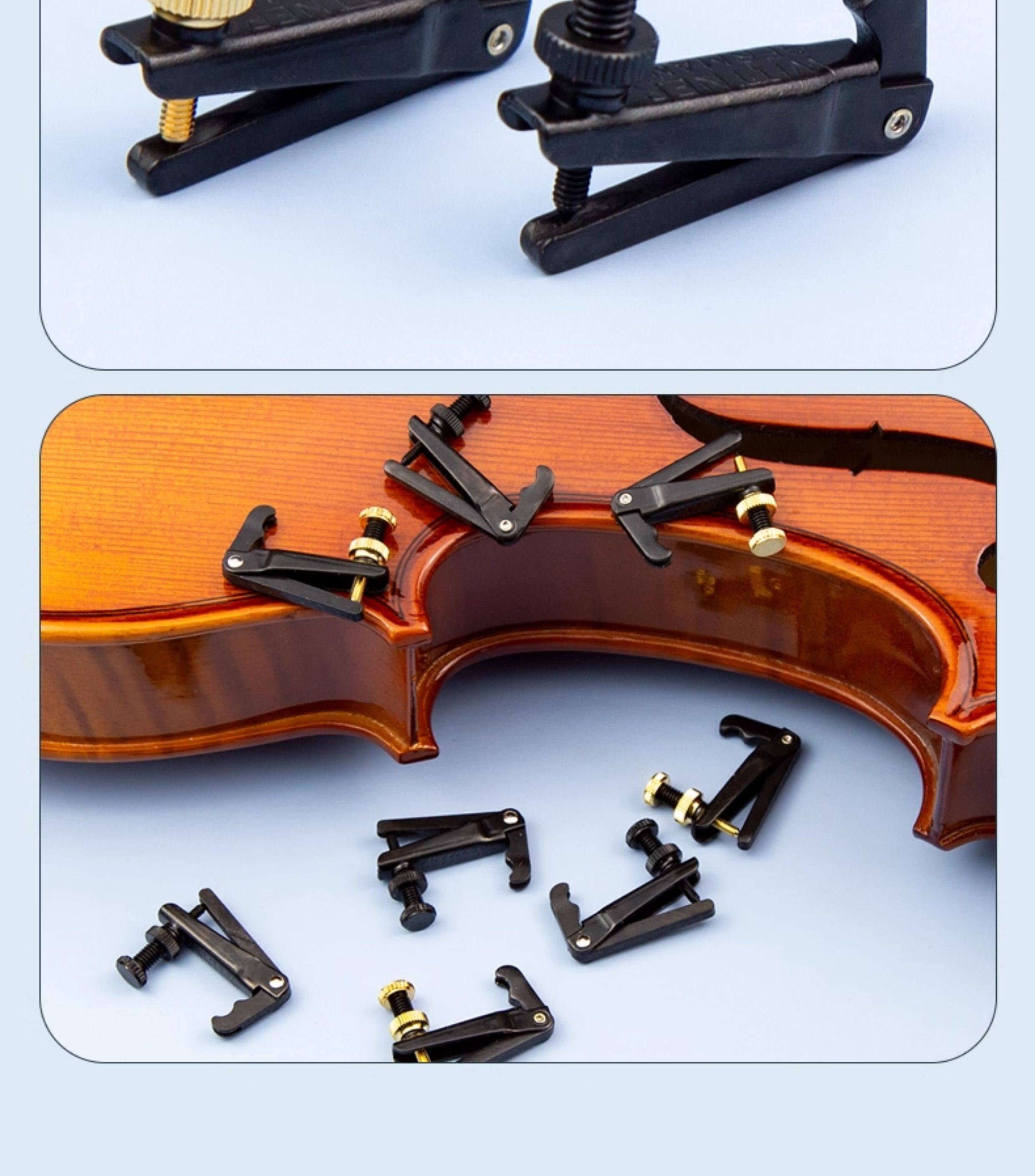 Violin Fine Tuners – 4/4 & 3/4, Wide/Narrow Mouth, Black or Gold (Single or Set of 4)